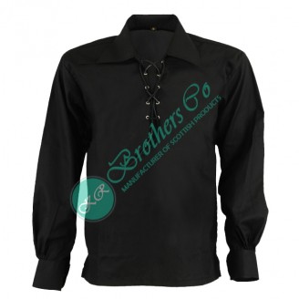 Black Scottish Jacobite Jacobean Ghillie Kilt Shirt